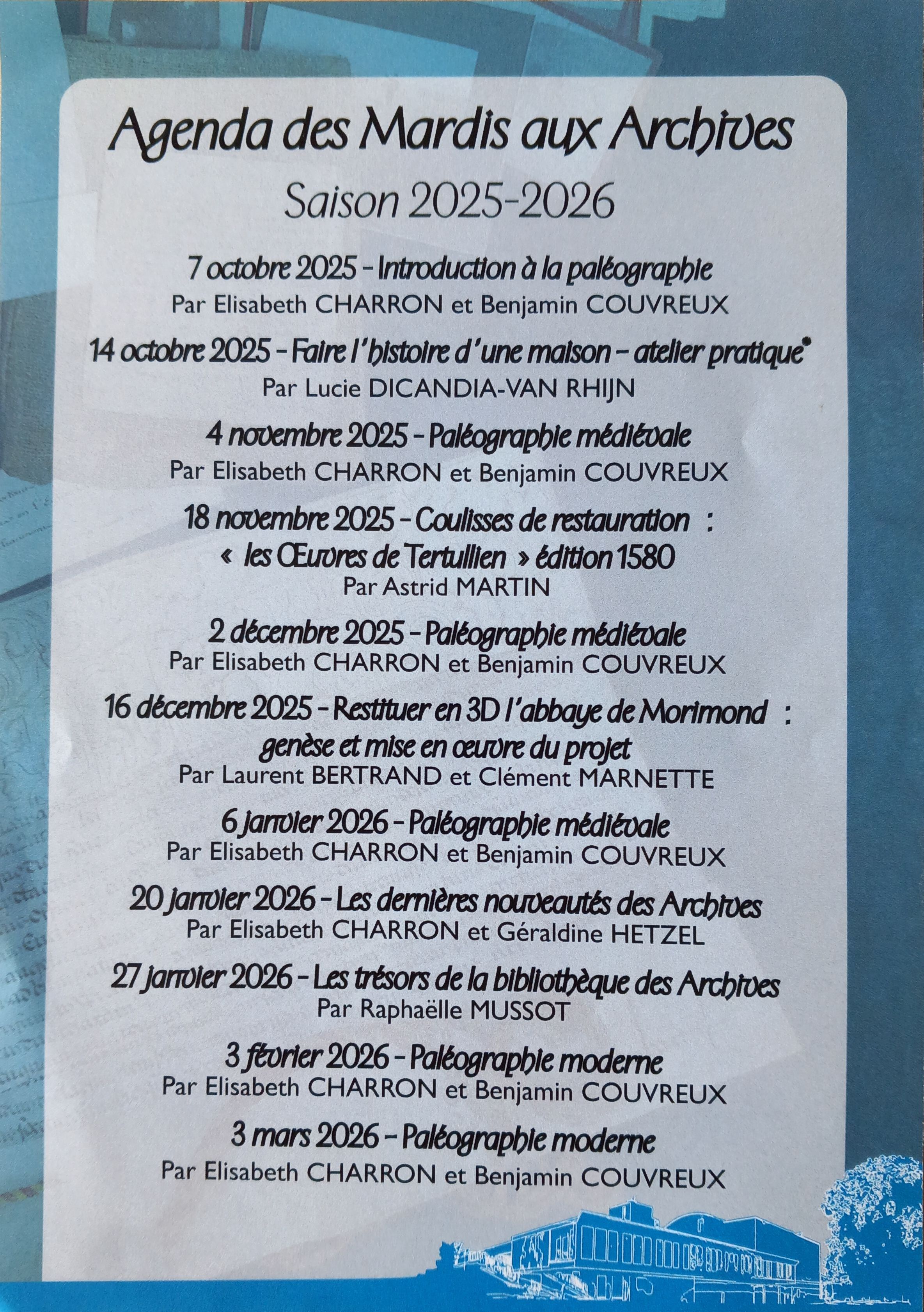 Programme des Mardis aux Archives de la Haute-Marne - Page 1